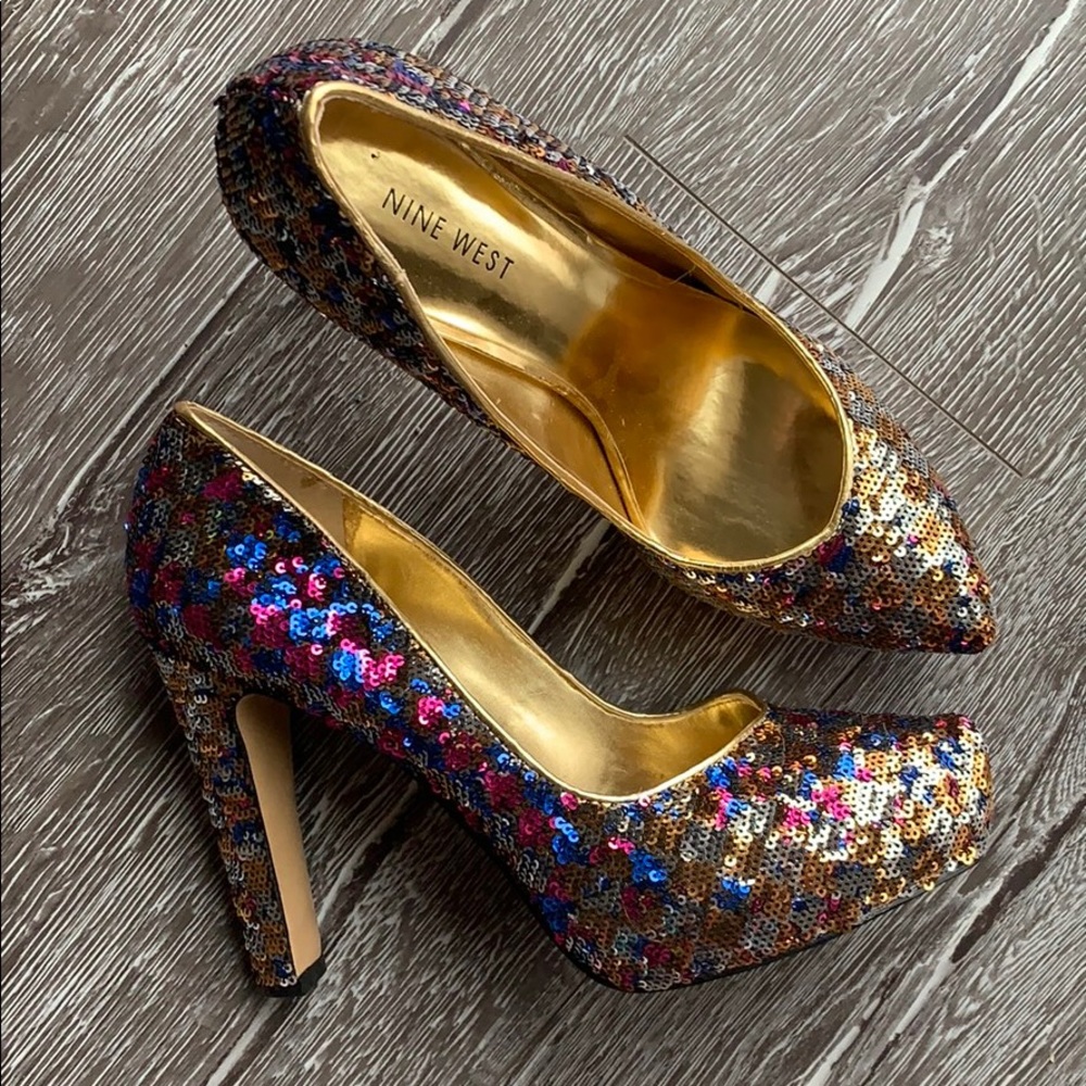 Nine West sequin platform heels